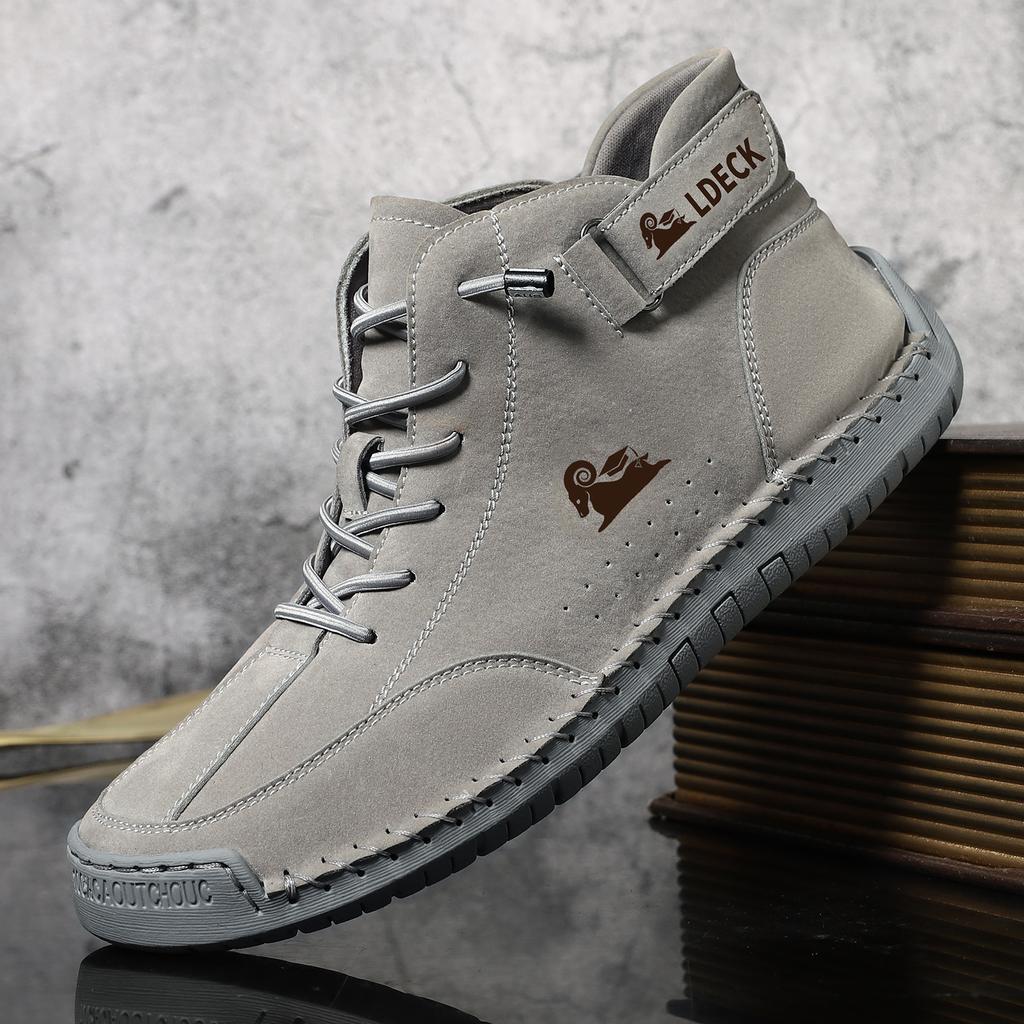 Men's Casual Shoes High Quality Cowhide Ankle Boots Fashion Handmade Leather Boots High-Top Sneakers for Men Zapatillas Hombre