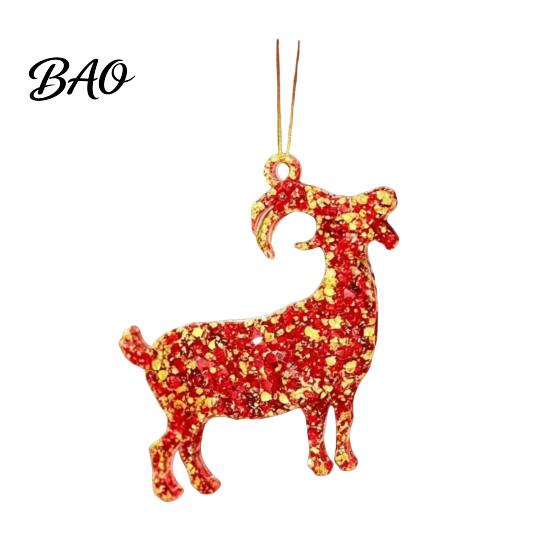 Hanging Decor for Party 2D Acrylic Goat Christmas Tree Ornament, Zodiac Pendant with Gold String, Year Holiday Ornaments of The Ornament 2027, Chinese