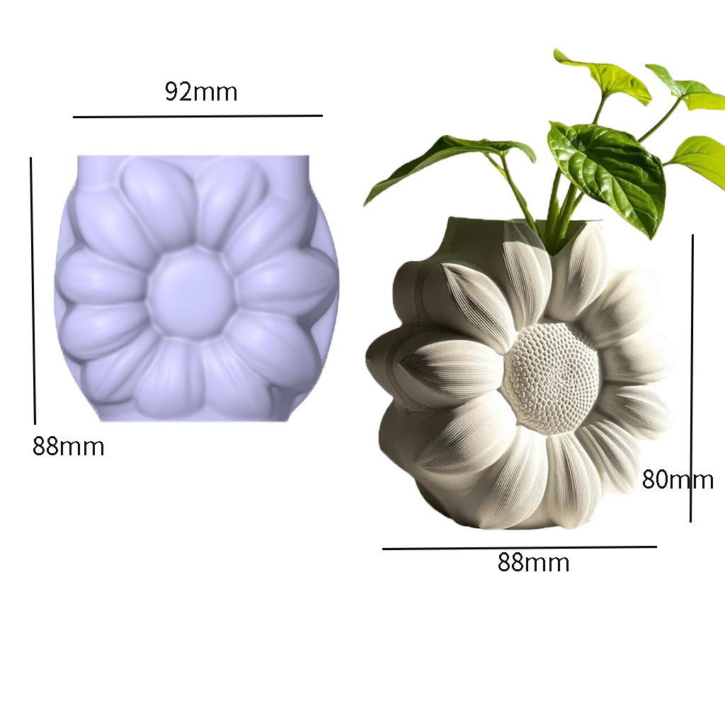 Sunflower Aromatherapy Candle Cup Mold DIY Gypsum Dropping Mold Flower Pot Storage Cup Silicone Mold