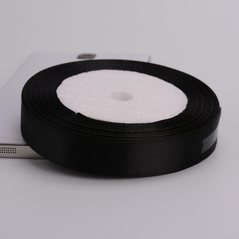 New (22 meters/roll) 6mm-75mm Black Silk Stain Ribbon Wedding Party Christmas Ribbon Flowers Gifts Decorated DIY Sewing Fabric