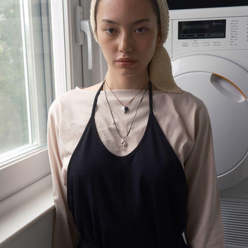 EcommaE LINEN MAXI APRON (BLACK)