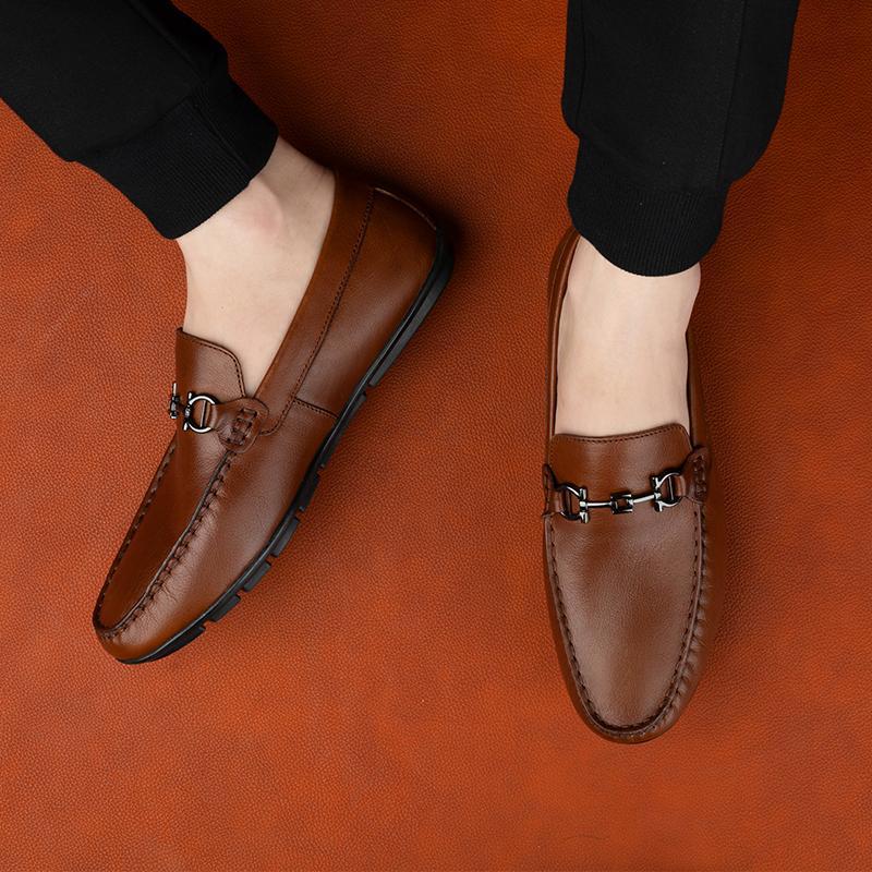 Bolu Ma Doudou Shoes Men's Leather Shoes Versatile Business Retro One Pedal Casual