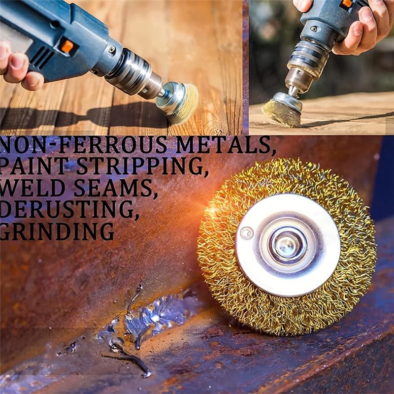 Drahtbürsten-Topfbürsten-Set Schleifscheibe Rostentfernung Draht-Drahtbürste mit Schaft