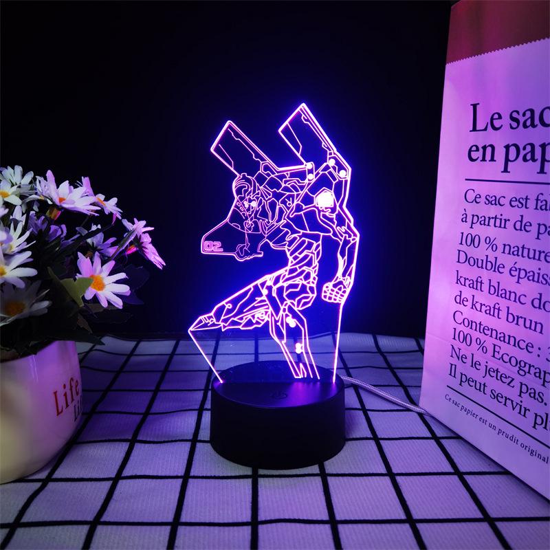Lumină de noapte LED Neon Genesis Evangelion: Figura colorată din acrilic 3D cu telecomandă la atingere