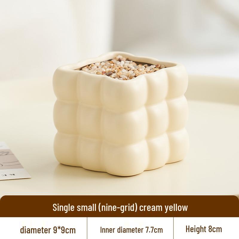 Nordic Style Cream Ceramic Succulent Pot for Phalaenopsis and Green Plants