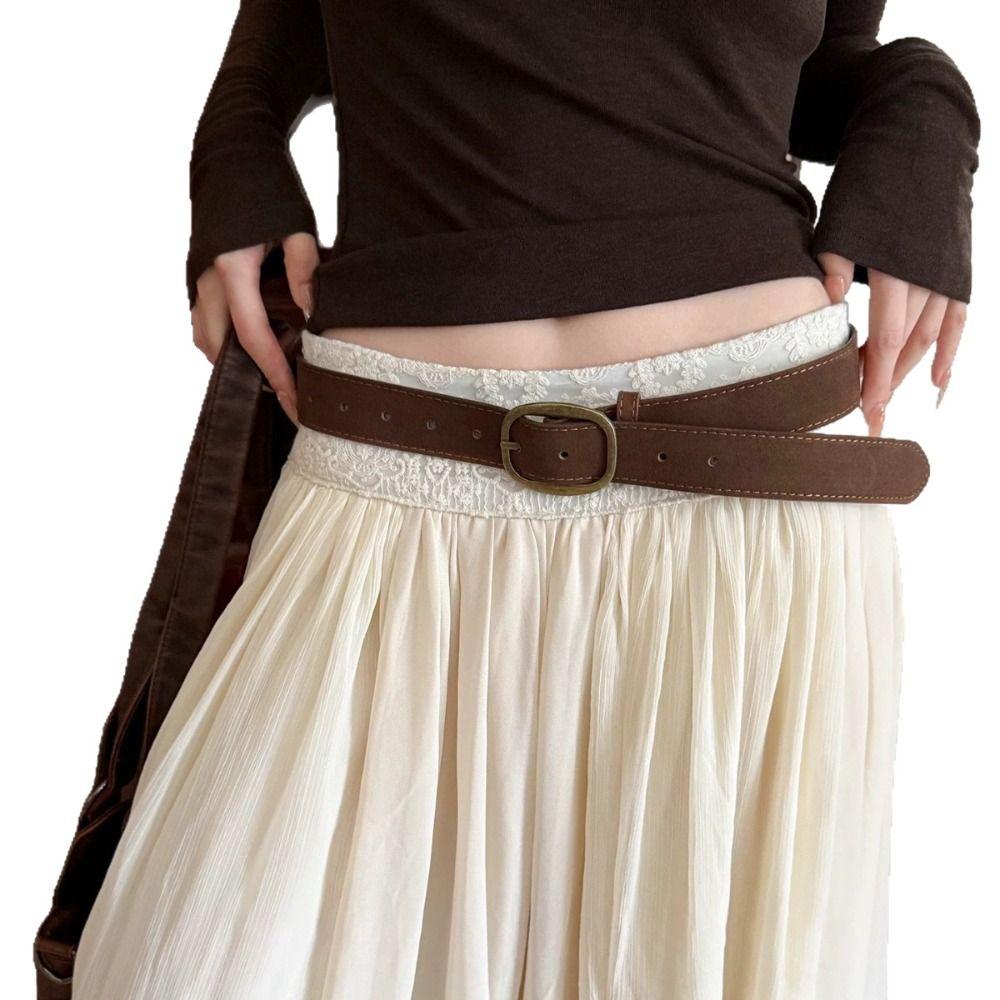 Modische Dornschließe Wildleder Leder Gürtel Lässiges Luxus Design Business Taillengürtel Retro Hüftband Für Damen