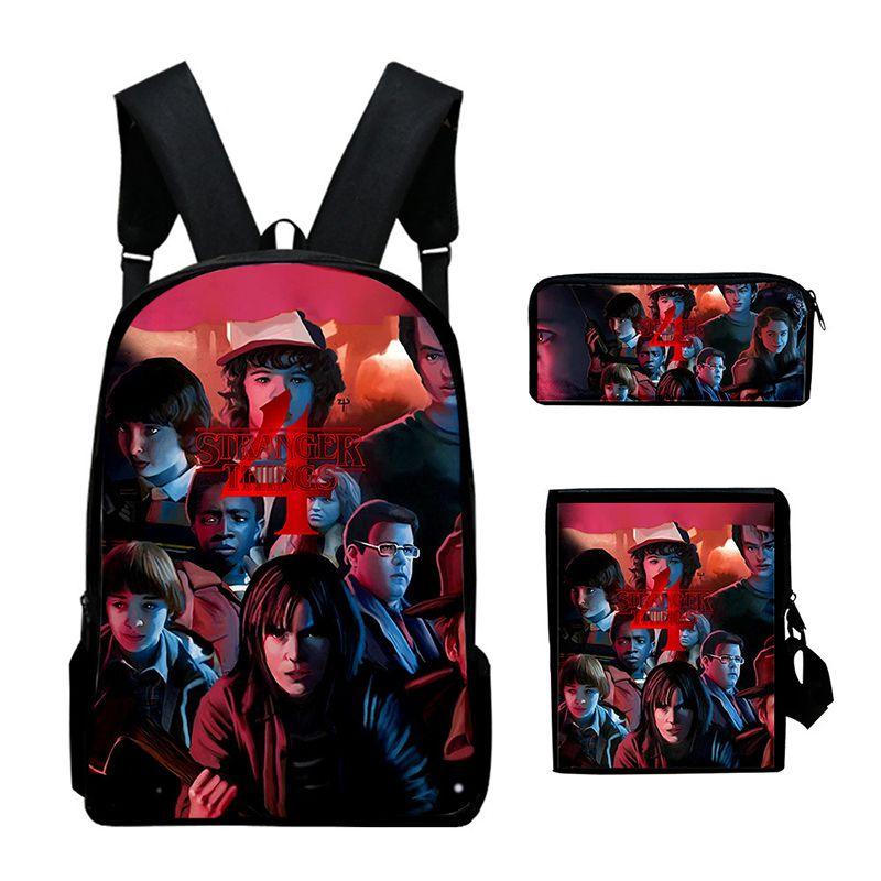 Stranger Things Waterproof Backpack Set 3pcs Crossbody Bag Pencil Bag Included