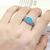 New  Stamp High Quality Paraiba Ring Fashion Blue Zirconia Women's Ring Wedding Engagement Jewelry Gift