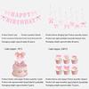 Girl Pink Bow Happy Birthday Banner Garland Bow Hanging Swirl Decorations Bow Birthday Party Party Decortions