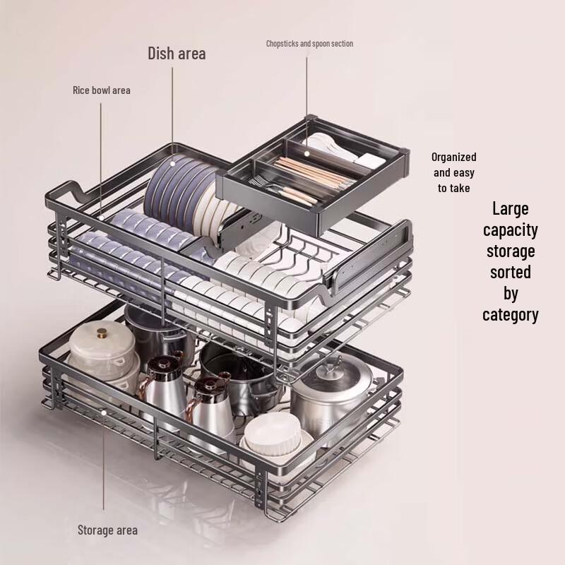 Beifu Double-Layer Freestanding Kitchen Drawer Organizer