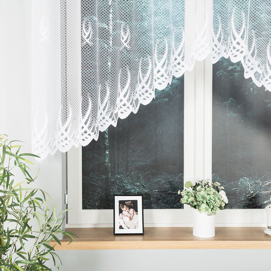Gosia - Ready-Made Jacquard Curtain With A Cut At The Bottom - 300X120 Cm - White