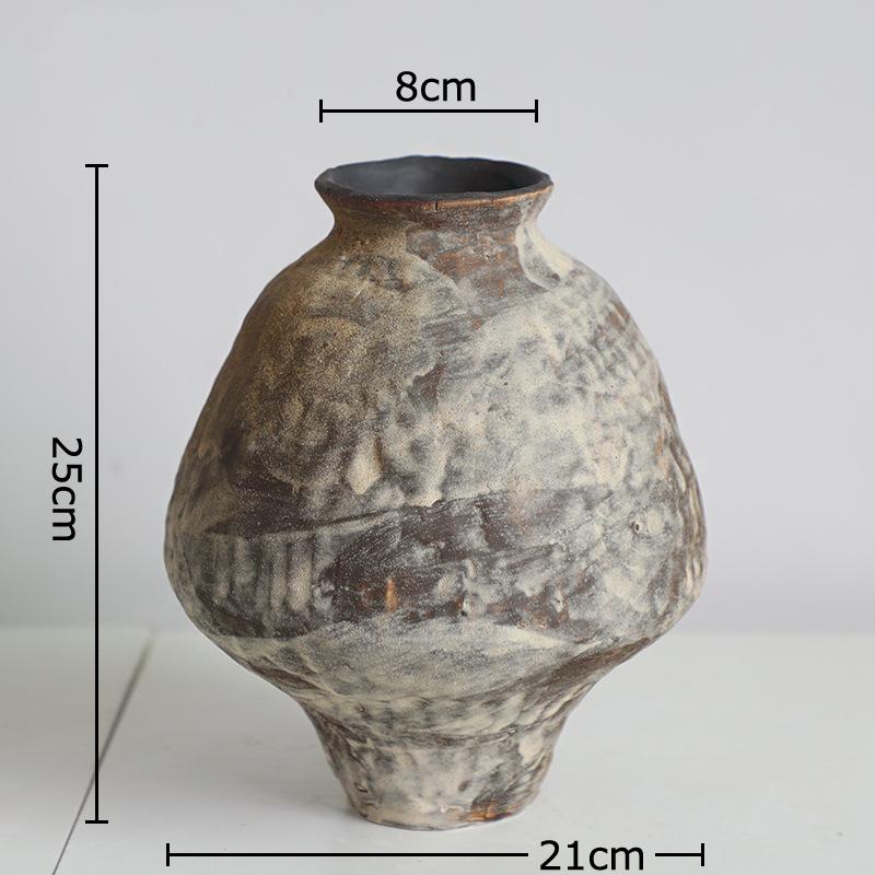 Wabi Sabi Style Retro Ceramic Vase Creative Plant Pot Table Decoration Flower Arrangement Floral Vases Room Aesthetic Decor