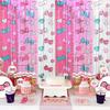 Kawaii Birthday Decorations, 2 Pack Cartoon Cat Theme Party Supplies, 3.3 x 6.6ft Tinsel Foil Fringe Curtains, Bow Photo Booth Props, Backdrop