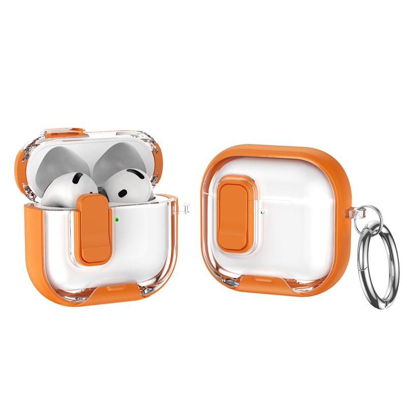 Rainbow Transparent Headphone Case with Stand and Locking Closure For Airpods 4 Pro2/Pro Case Shockproof With Hooks