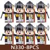 8 Pezzi Figure di Soldati Samurai Giapponesi Blocchi da Costruzione Castello Militare Guerriero Spada Casco Bandiera Accessori Mattoncini Giocattolo Regali