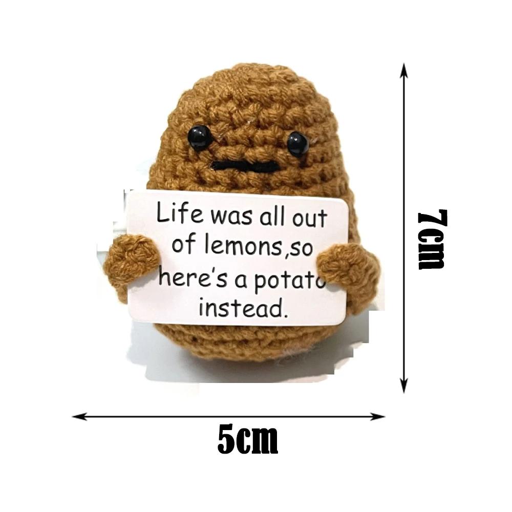 Komik Pozitif Enerji Patates Sarılma Cep El Dikişi El Yapımı Peluş Yün Örme Bebek Kartlı Ev Oda Noel Dekoru Hediye
