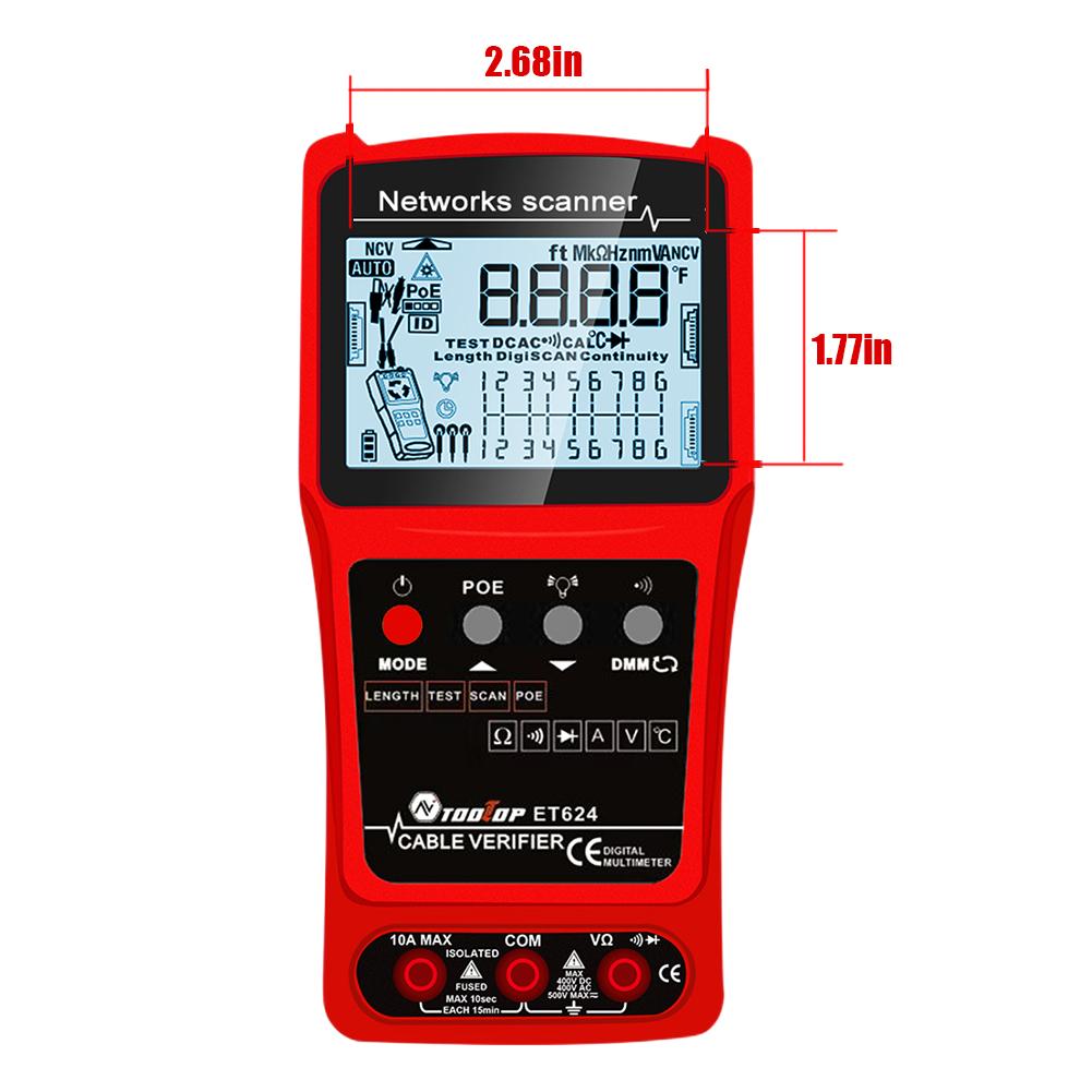 3in1 Multimeter Analogs Digital Search Network Cable Tester POE Test Cable Finder Multifunctional for Voltage Continuity Testing