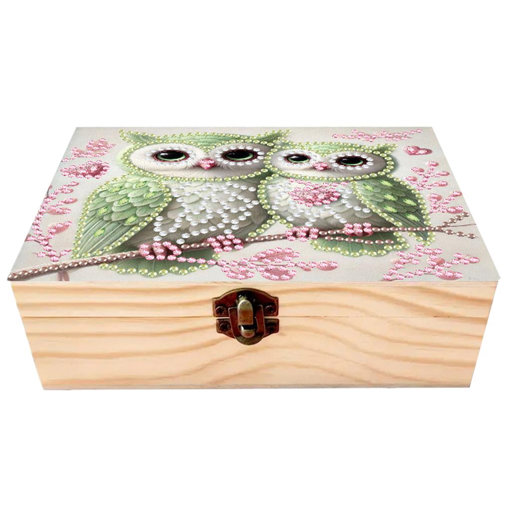 5D DIY Diamond Art Wooden Rhinestones Decorative Storage Box Crystal Storage Case Kit for Home Car Desk Decoration Craft