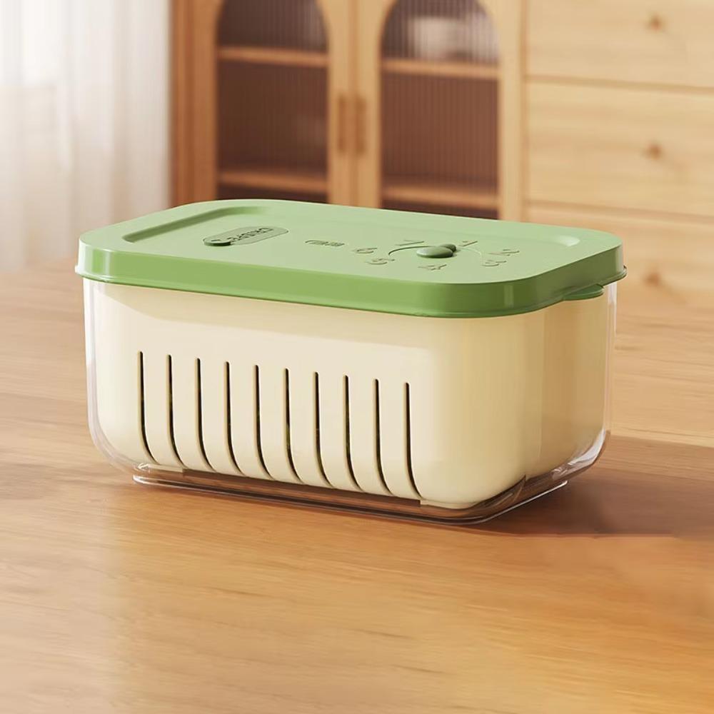 

Reusable Refrigerator Sealed Box with Drain Food Storage Box New Vegetable Container Fruit зелёный