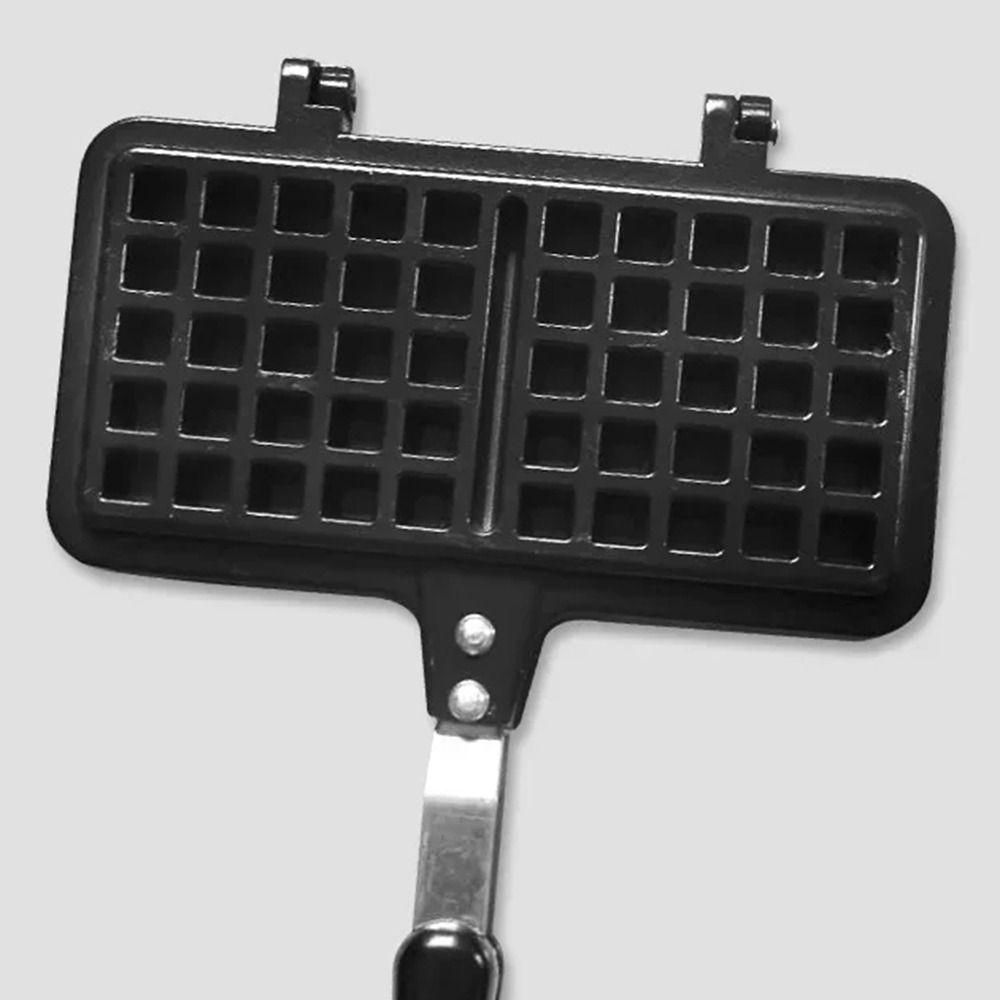Cast Aluminum Waffle Mold Pan Long Handle Toast Frying Pan Easy Clean Sandwich Maker  Baking