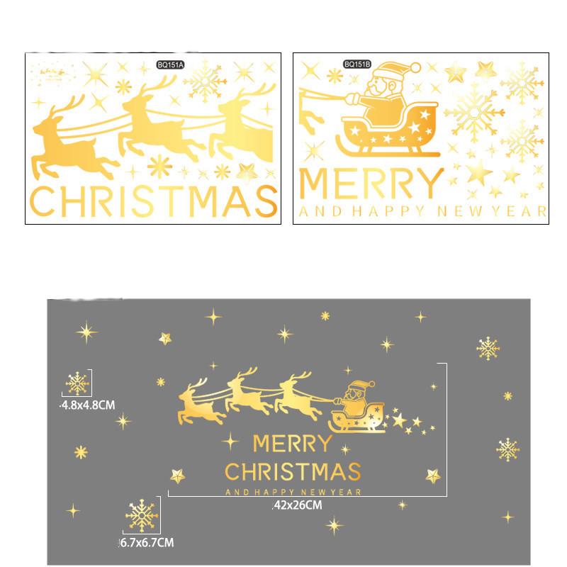 Novoroční okno Los Santa Claus Sáně Nádherná vánoční koule Spirálová stuha Samolepky na zeď Okenní nálepky pro domácí sváteční dekoraci