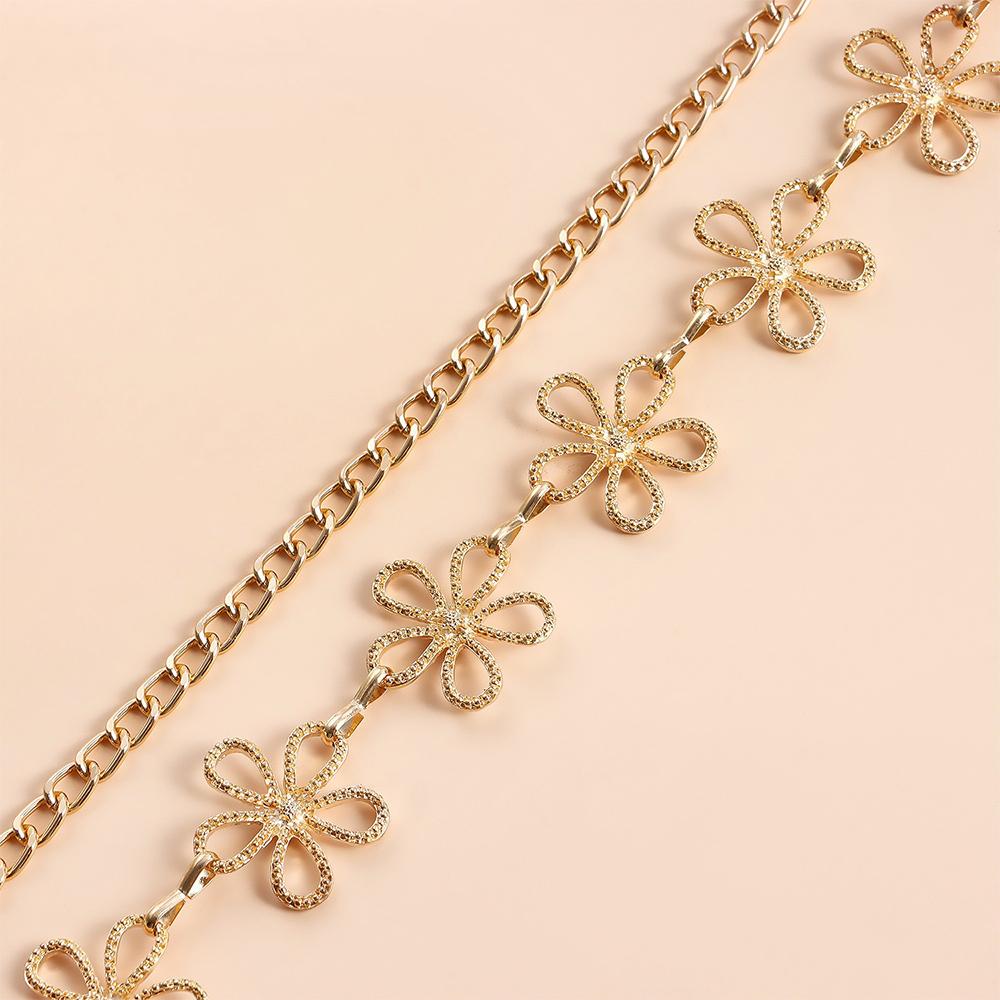 Punk Vintage Metal Flower Waist Chain for Women Summer Beach Bikini Belly Belt Y2K Jewelry Accessories