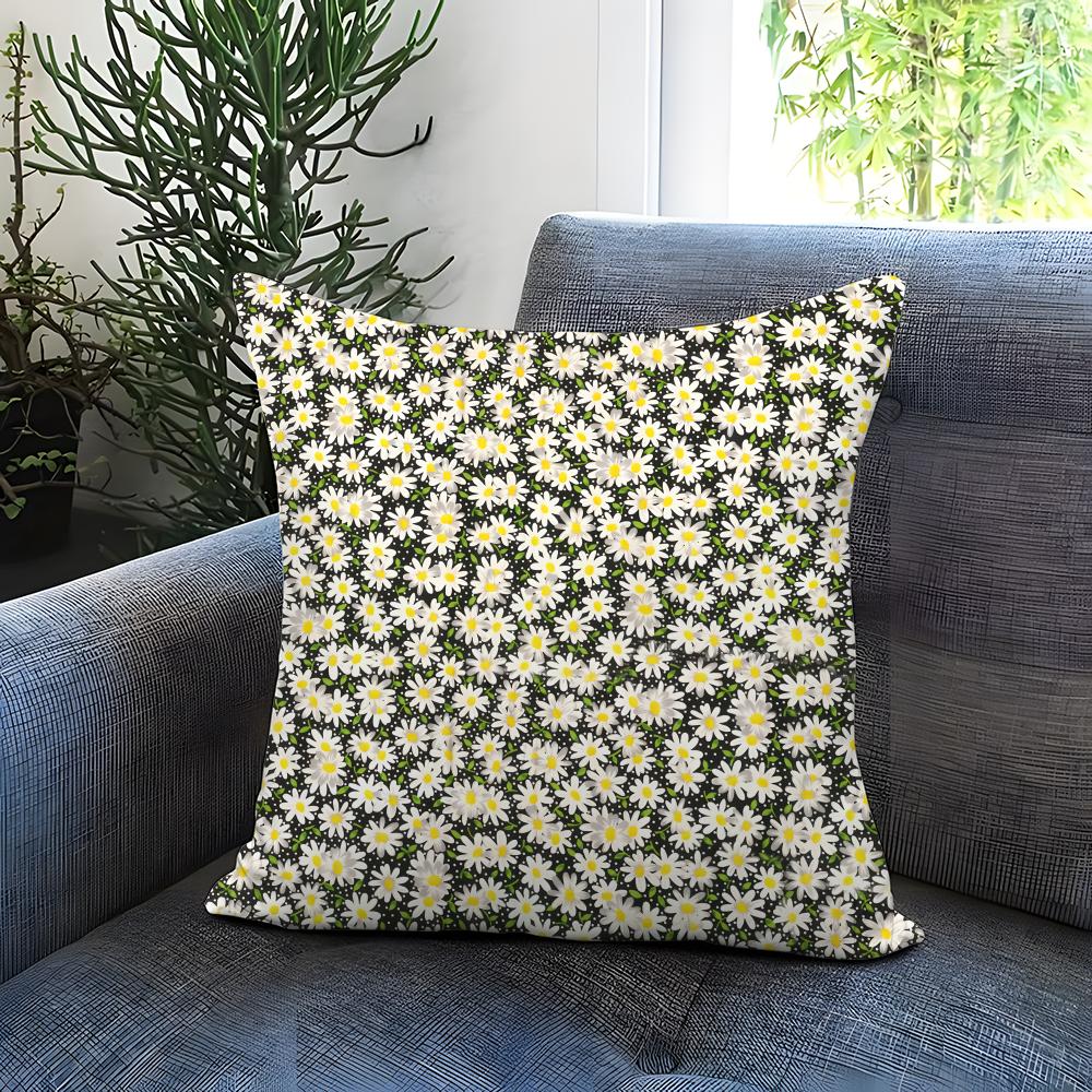 Daisy Pattern Cushion Cover Comfortable Reversible Pillow Cover Ideal for Car Sofa Bedroom  Beyond