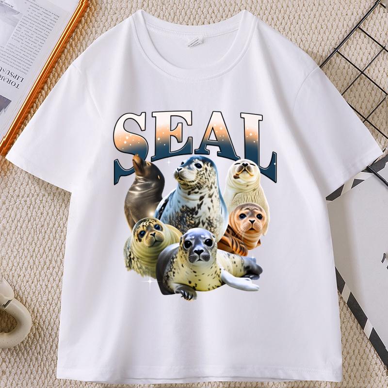 Baby Seals Vintage Graphic Tshirts Retro Sea Dog Bootleg Tshirt Seal Lovers Cute Sea Dog Tee Relaxed Washed Adult Tee