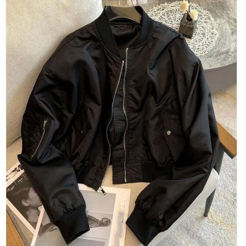 

Женская весенне-осенняя повседневная куртка на молнии, тонкий кардиган, бейсбольный топ M чёрный