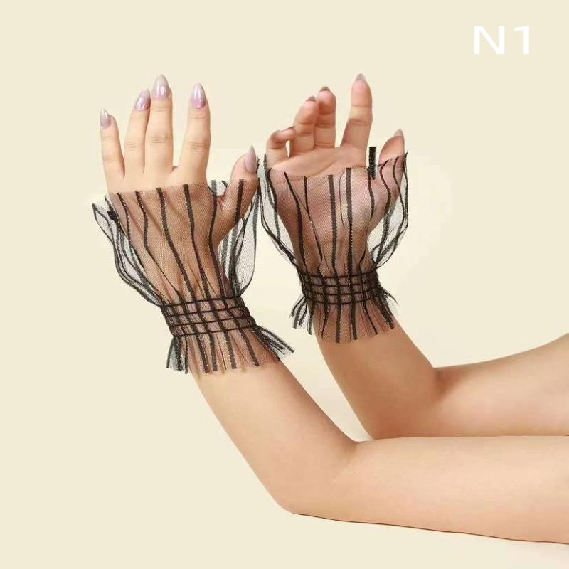 

1 пара сетчатых перчаток для нейл-арта для фото, искусственные плиссированные манжеты, реквизит для маникюрной фотографии, рукав для демонстрации типсов для ногтей, аксессуар чёрный