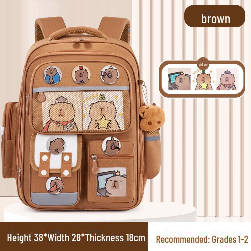 Capibara Schoolbag: Large Capacity, Lightweight Backpack for Grades 1-6, Ideal for Boys and Girls