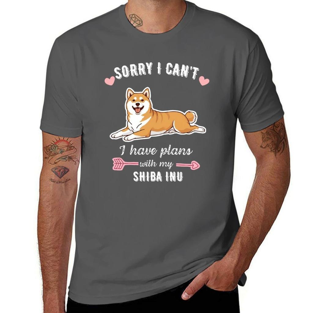 Sorry I Cant I Have Plans With My Shiba Inu Independent Spirit Dog Lover Design Tshirt Running Gym Short Sleeve Sports Tee