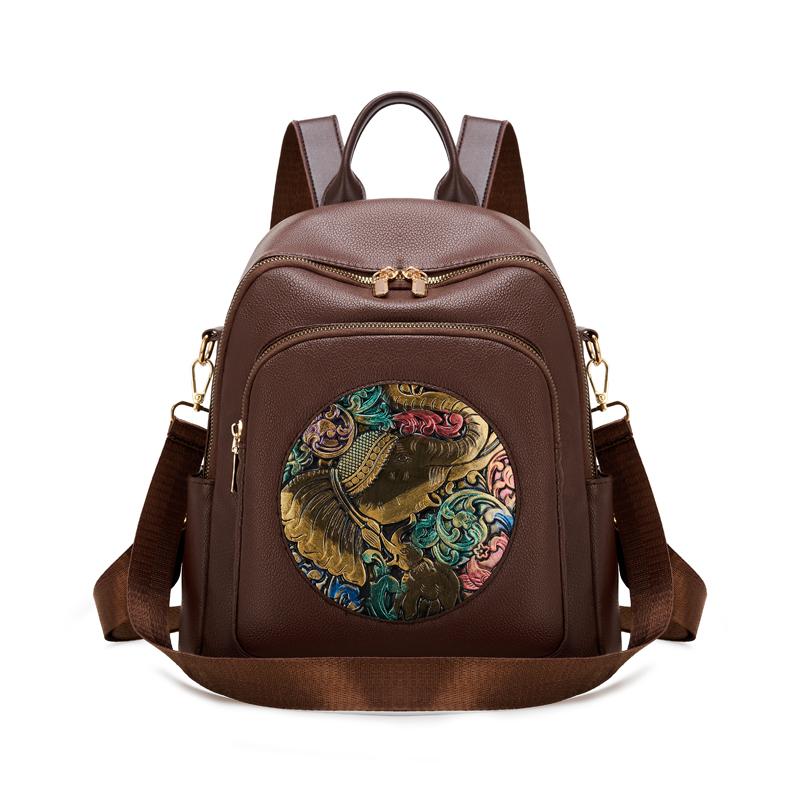 Damski plecak podróżny z nadrukiem PU, duża pojemność, wielofunkcyjny, na ramię, crossbody
