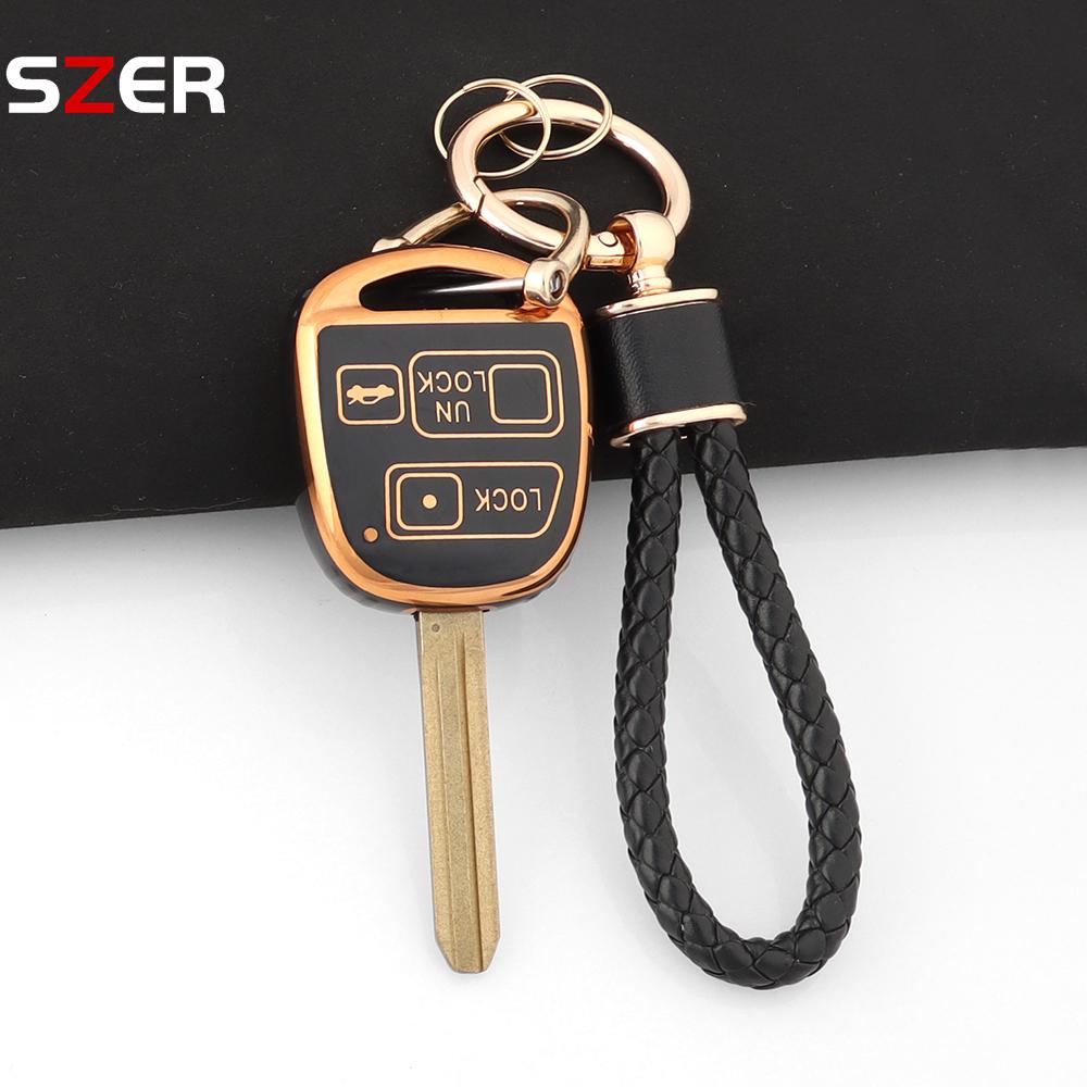Tpu Car Key Case Cover Shell Fob For Toyota Yaris Rav4 Passo Avensis Corolla Tacoma Toy40 Toy43 Toy47 Toy48 Accessories Keychain