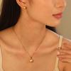 Round Frosted Steel Ball Necklace Women's Fashion Round Ball Pendant Necklace Earrings Stainless Steel Jewelry Set