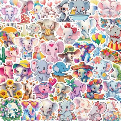 50 Adesivos Grafite de Desenho Animado Elefante Animal Decoração de Festa Guitarra Caderno Mala DIY À Prova D'água