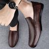 New 2024 Men Dress Shoes Genuine Leather Breathable Middle Aged Business Round Toe Wedding Footwear Male Flat