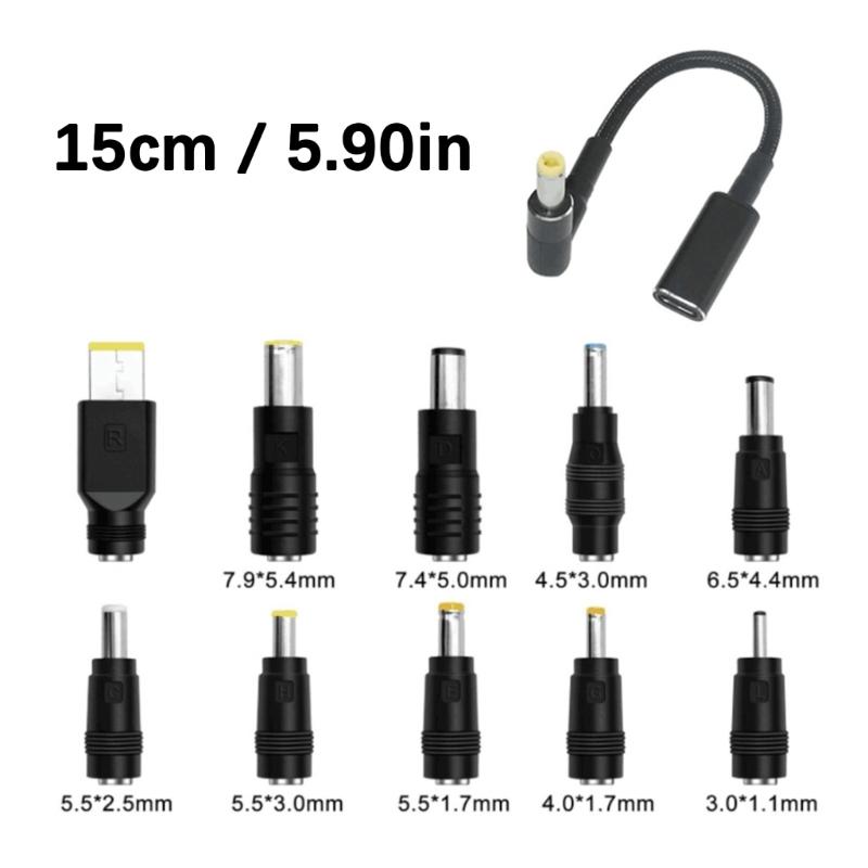 10Pcs Type C Female to 7.9x5.5 7.4x5.0 4.5x3.0 6.5x4.4 5.0x3.0 4.0x1.7 5.5.x1.7 5.5x2.5 3.0x1.1mm Male PD100W Cable
