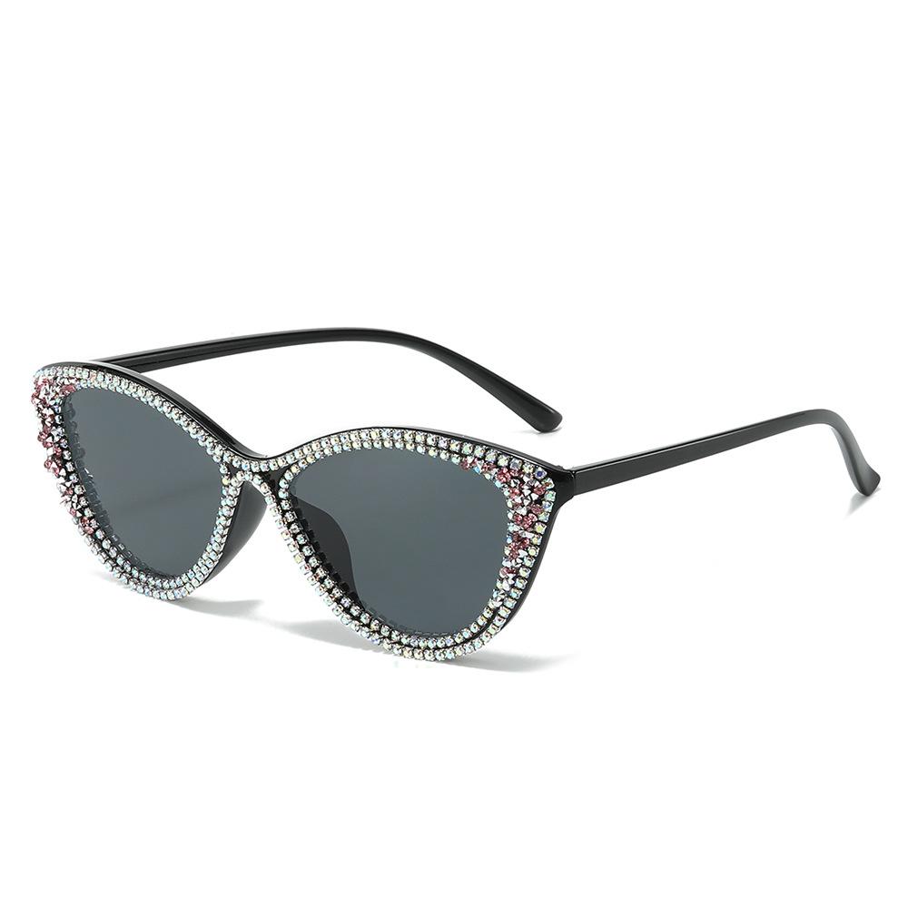 Cat Eye Sunglasses Diamond Fashion Sun Glasses For Women Black Lens Sexy Famale Outdoor Vintage Eyewear Shades Uv400