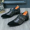 Charm Mixed Style Patchwork Monk Strap Pointed Height Increasing Shoes for Men Dress Wedding Homecoming Footwear Zapatos Hombre
