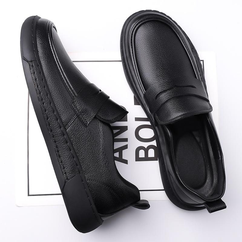 Fashion Spring Autumn Solid Color Loafers Men Fashion Casual Soft Sole Leather Shoes Male Wear-resisting New Designer Dress Shoes Man
