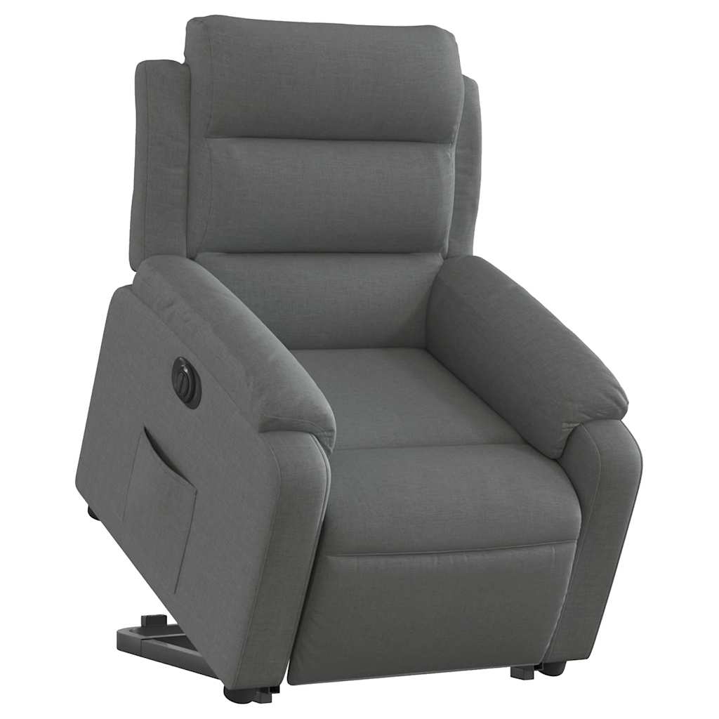Electric Recliner Chair with Rising Function Dark Grey Fabric