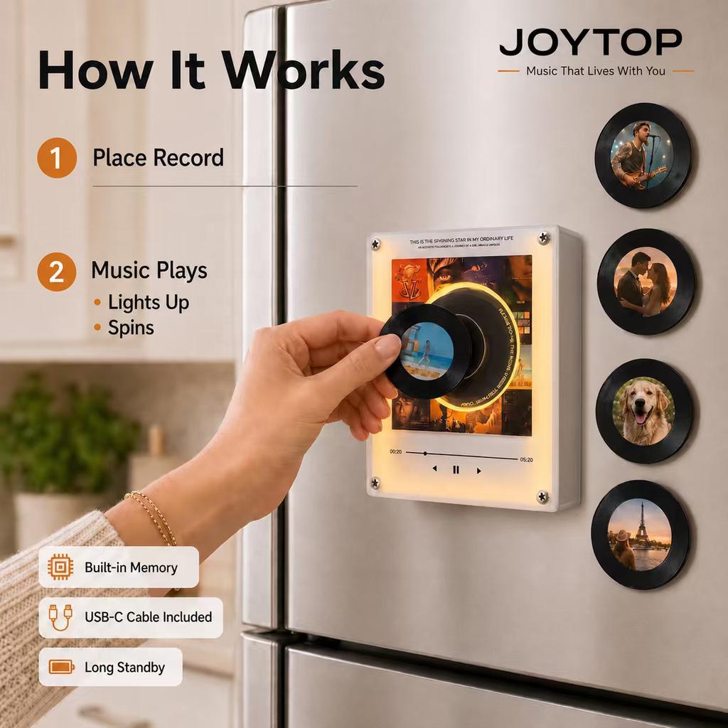 Factory Direct Personalized Rotating CD Fridge Magnet NFC Music Player LED Light Custom Gift