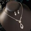 Bridal Jewelry Set Simple Zirconium Drop Pendant Rhinestone Necklace Earrings Two Wedding Dress Accessories