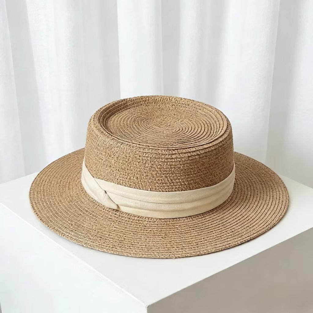 Fashion French Straw Hat Women's Summer Seaside Fine Grass Beach Hat Concave Top Sun Hat Straw Hat Retro Sun Protection Hat