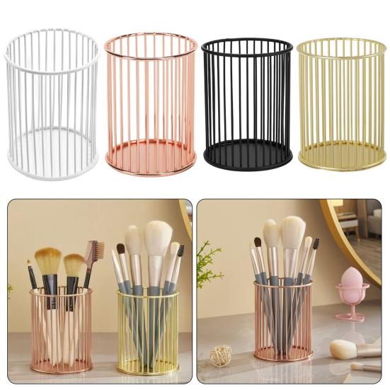 yangyizhi Metal Pen Holder, Nordic Desk Organizer for Makeup Brushes, Anti-Rust Multifunctional Storage Basket Pencils Office Supplies
