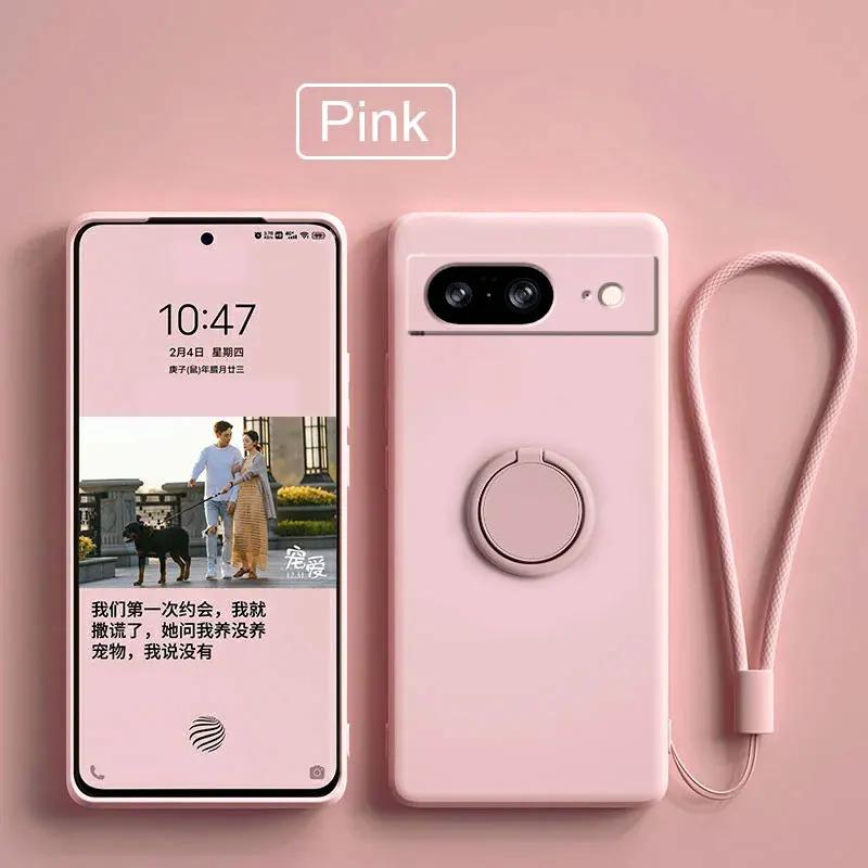 Case for Google Pixel 8 9 Finger Ring Stand Holder Slicone Cover for Pixel 9 Pro XL Solid Color Lens Protection Soft Phone Case
