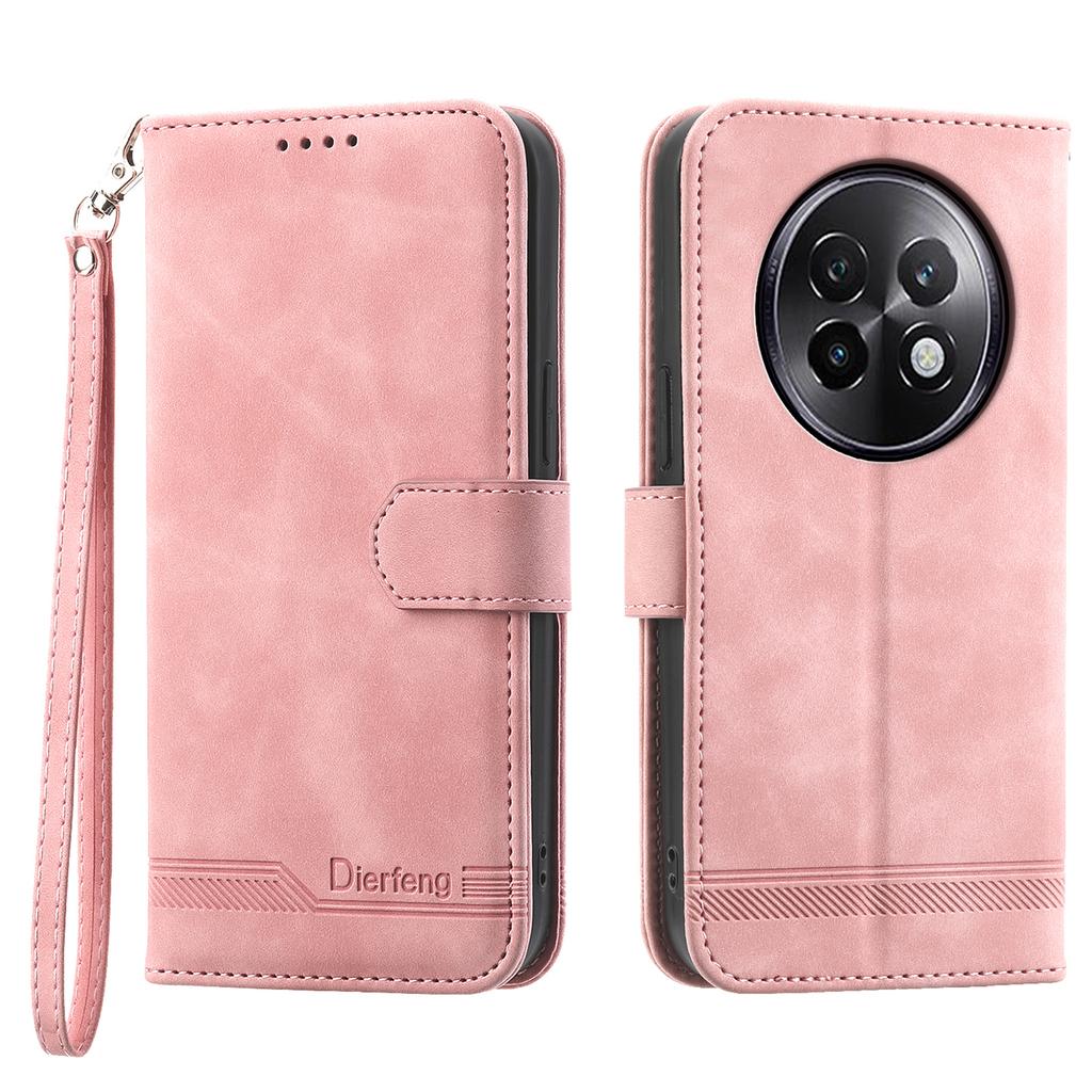 DIERFENG DF-03 For Realme 13+ 5G/13 Pro 5G (China) Leather Case Lines Imprint Wallet Phone Cover