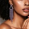 Silver Needle Luxury Diamond-Inlaid Triangle Tassel Earrings - Exquisite High-End Ear Studs for Women