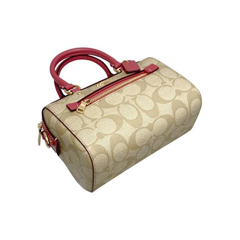 New COACH Rowan Artificial Leather Handbags Shoulder Bag Crossbody Bag Mini Women's Brown & Red C9947-IMP4J